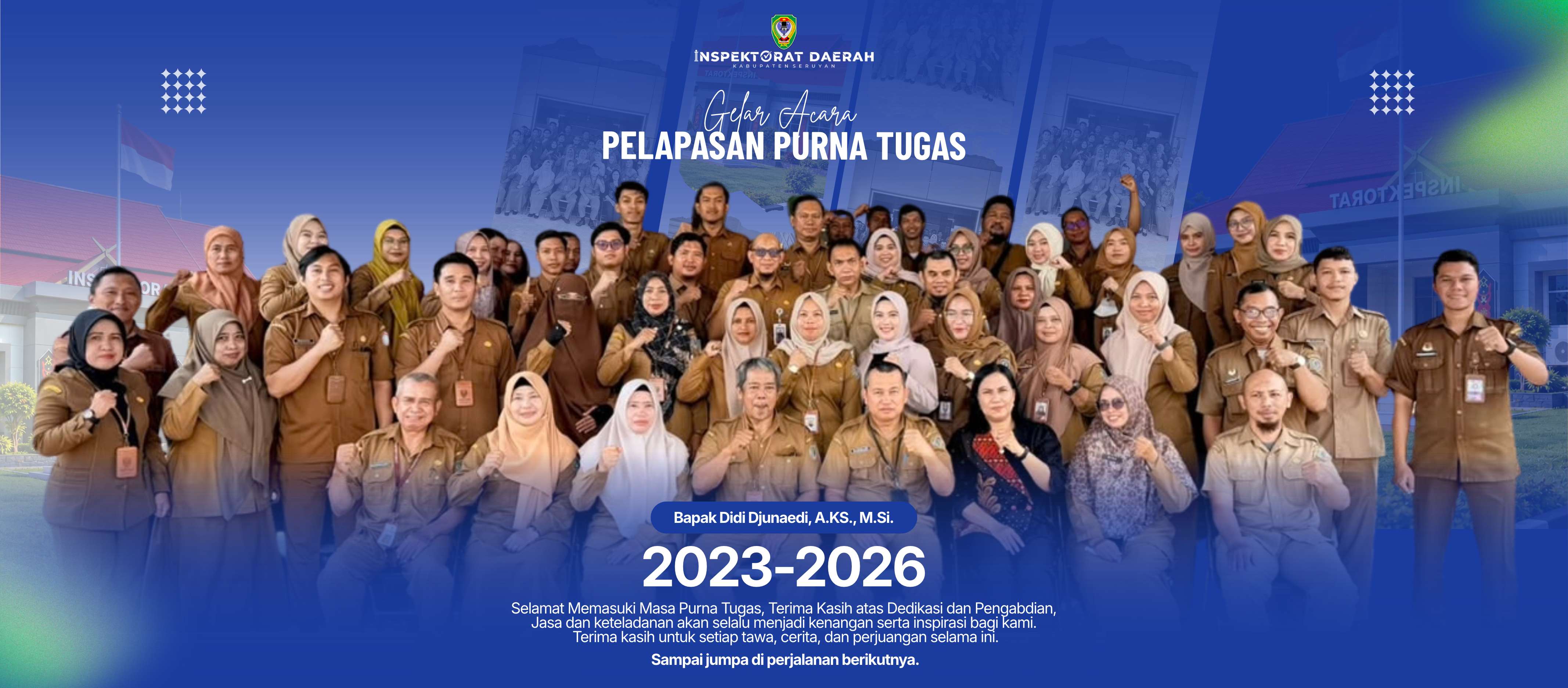 Inspektorat Daerah Kabupaten Seruyan Gelar Acara Pelepasan Purna Tugas Bapak Didi Djunaedi, A.KS., M.Si.