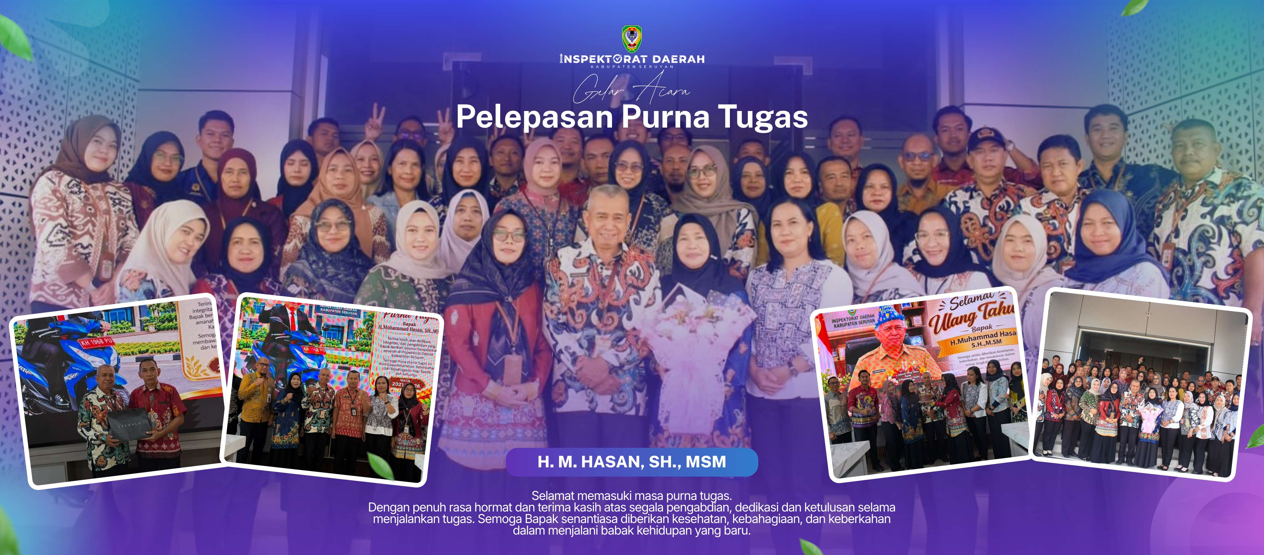 Inspektorat Daerah Kabupaten Seruyan Sampaikan Apresiasi atas Purna Tugas H. M. Hasan, SH., MSM